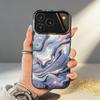 G-Glitter Art Marble Pattern Phone Case For iPhone17,16,15,14,13,12,11,Pro,MAX White Matte Shockproof Cover