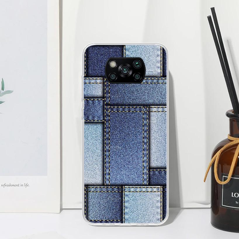 Jeans Cowboy Denim Printed Phone Case For Xiaomi Poco X7 X6 X5 M7 M8 Pro F7 Ultra Redmi 15C 15 13C 13 12C 12 10 10C 10A Art Fund