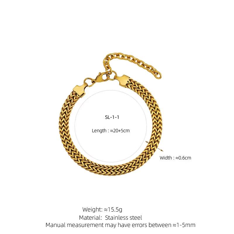 Custom Stainless Steel Fashion Chain Link Bracelets 14k 18k Gold Plated Bracelet & Bangles for Women