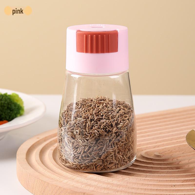 

Press-Type Seasoning Jar: Moisture-Proof, Sealed Salt and MSG Storage Container for Kitchen Use рожевий