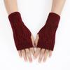 Women's Half Finger Gloves Are Soft and Warm In Winter Wool Like Knitted Arm Gloves and Neutral Black and White Gloves
