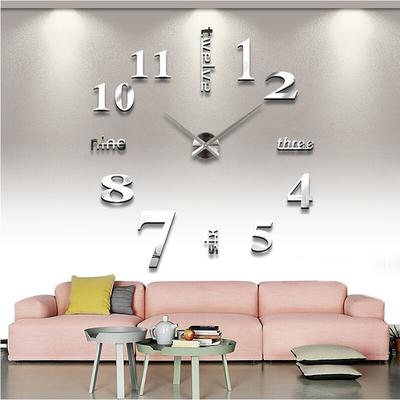 Montres à quartz montres de mode 3D véritable grande horloge murale autocollant miroir précipité
