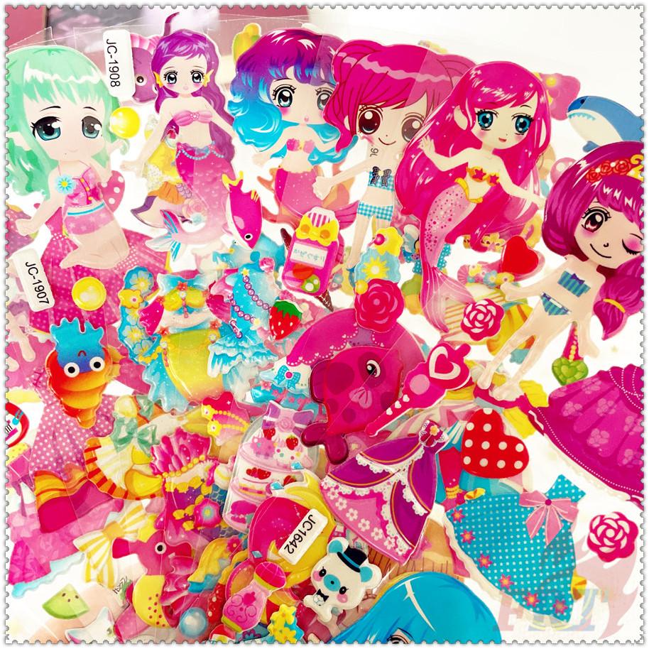 8Sheets/set Cartoon Dress Up Girls Rewards Sticker Puffy Bubble Toys Stickers