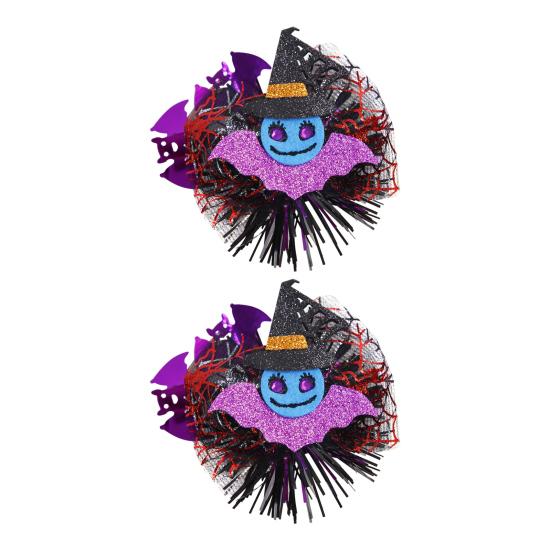 1 Pair Halloween Dog Barrettes Witch Hat Pet Hair Clip Felt Skull Gauze Cobweb Hair Accessories for Puppy Cats Festive Dress-up