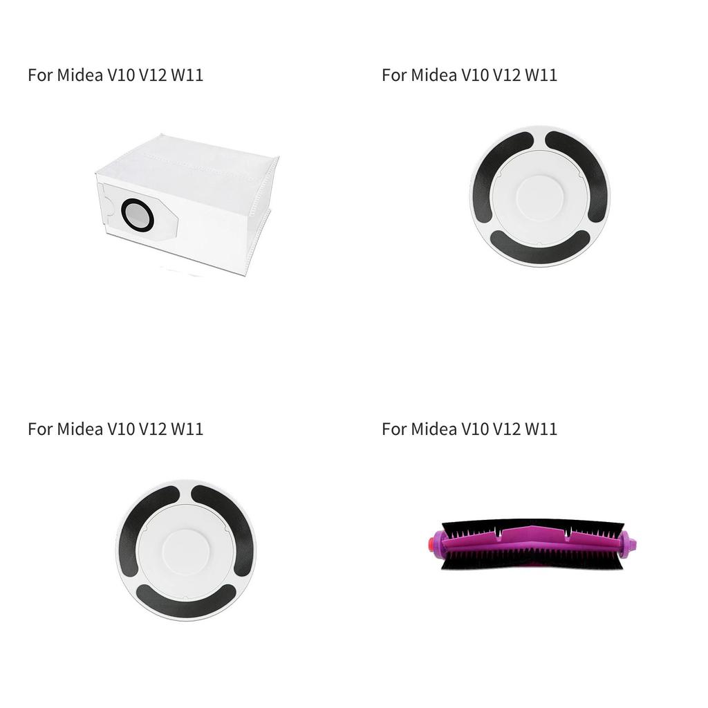 W11 For Midea V10 V12 Sweeping Machine Main Brush Filter Screen Dust Bag