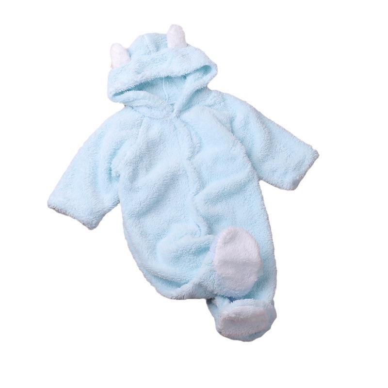 Baby Korallenfleece Kapuzen-Strampler - Langarm, Warmer Kleinkind-Overall für Herbst/Winter.