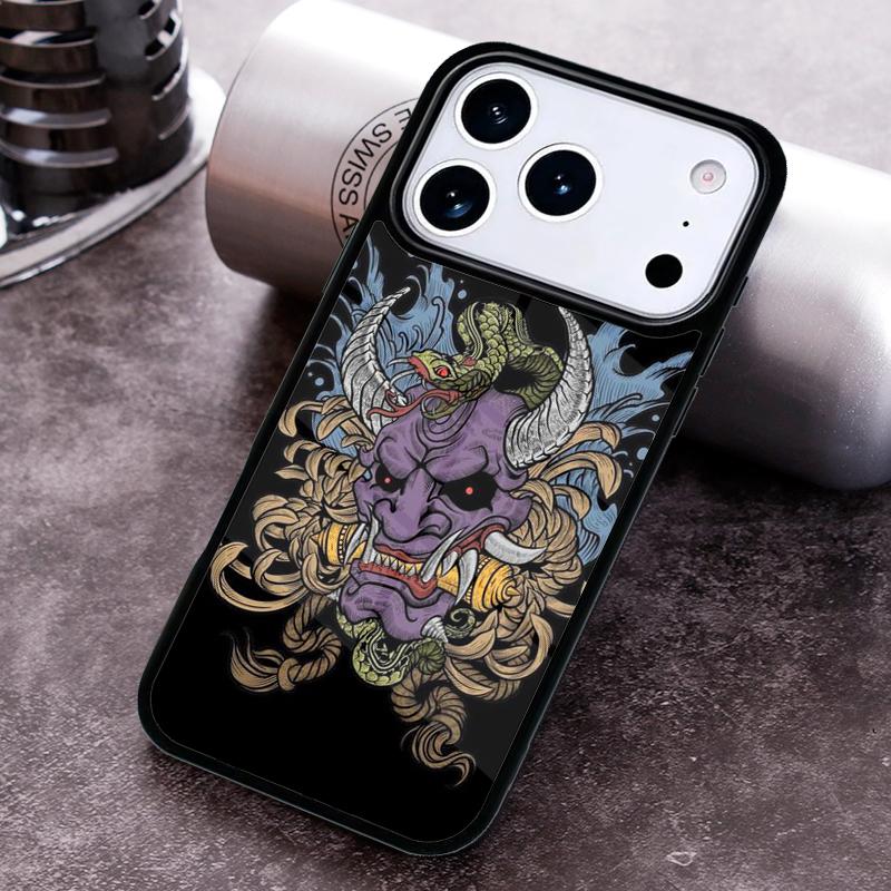 Japanese Hannya Mask Phone Case for iPhone 17 16 15 Pro Max Air 14 13 12 11 Plus Shockproof Cover