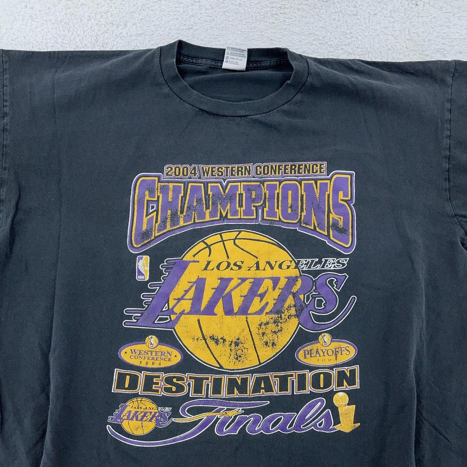 Vtg 2004 Los Angeles Lakers T-Shirt XL Derek Fisher Fish Swish NBA Basketball 4XL
