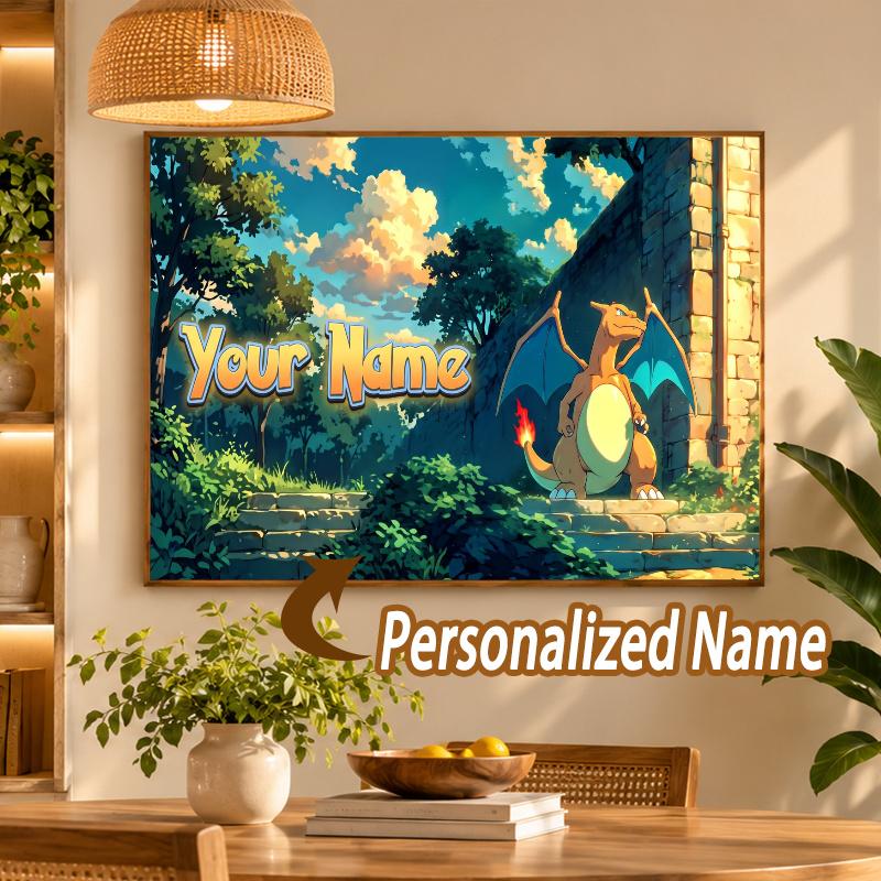 Charizard Custom Name Diamond Painting Personalized 5D Full Drill DIY Diamond Art Home Decor