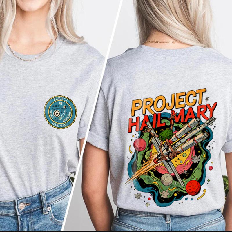 2026 Project Hail Mary Buch Zwei Zweiseitiges T-Shirt Unisex und Damen Neu Sommer 100% Baumwolle Kleidung Lässige Mode Rou Unisex Oberteile