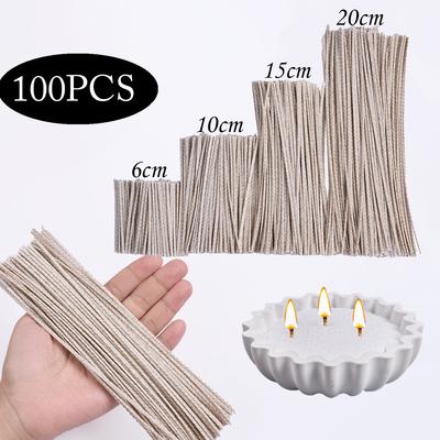100Pcs 6/10/15/20Cm Waxed Cotton Candle Wicks Smokeless Wax Core DIY Soybean Wax Core Woven Kerosene Lamp Candle Making Supplies