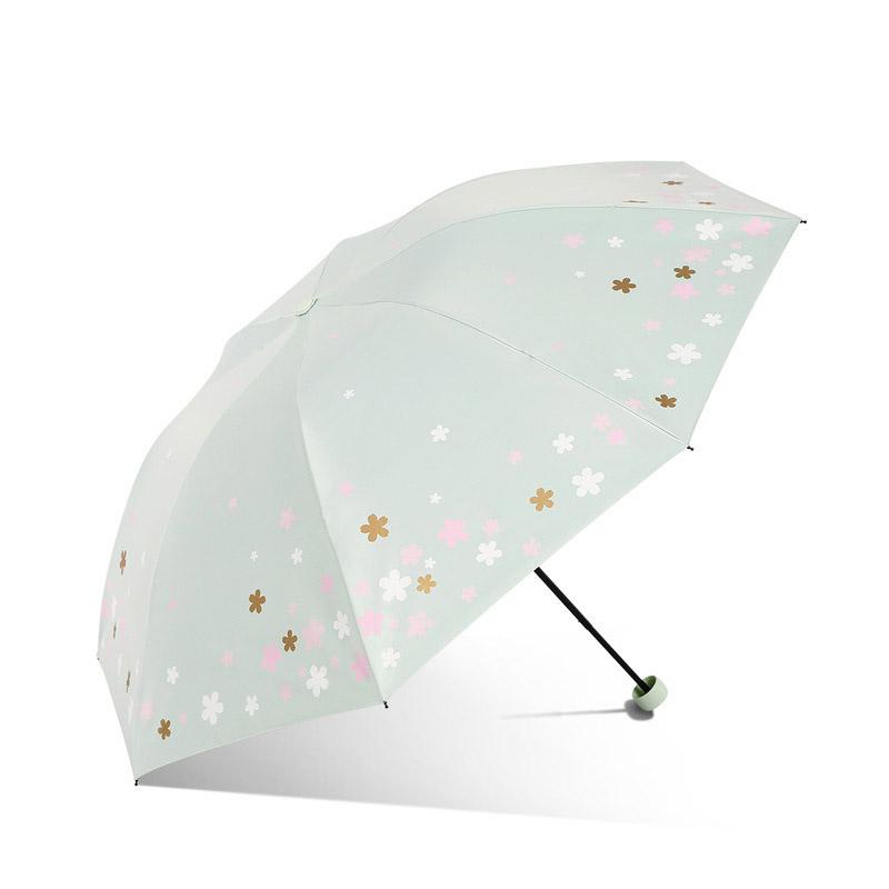 UV-Sonnenschirm für Damen, Kirschblütenmuster, niedlich, faltbar, Reise, leicht, tragbar, Sonnenschirm, Strandschirm für Mädchen
