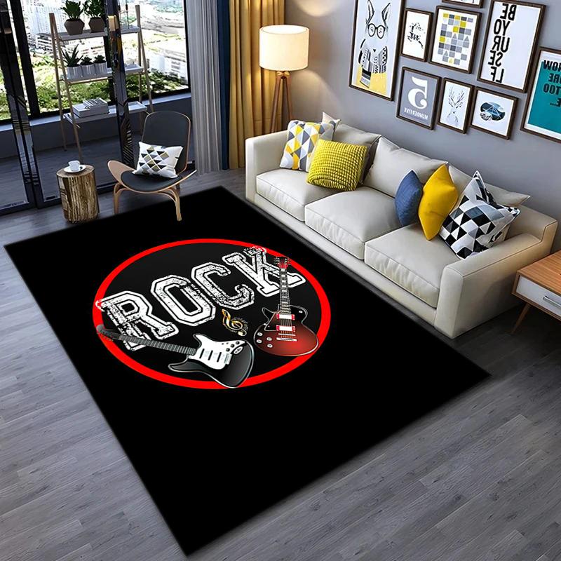 1Pc Musical elements Printed circular carpet, home door mat, outdoor travel protection carpet A7