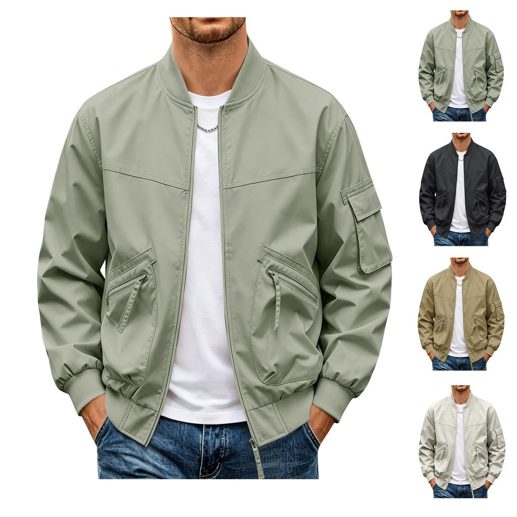 Men's Flight Jacket Loose Fit Casual Baseball Collar Coat for Fall Winter