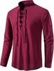 2026 Men's Cotton Henley Hippie Casual Beach Long Sleeve Stand-Up Collar Shirt A275