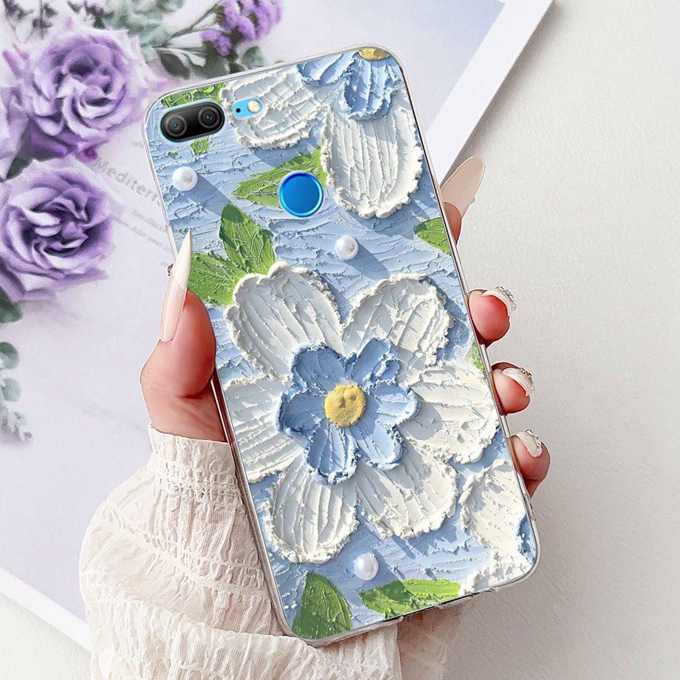 Clear For Honor 9 Lite Case Cute Cat Fashion Flowers Funny Painted Back Cover For Honor 9Lite Phone Case LLD-L21 LLD-L31 LLD-L11
