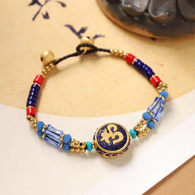 Double-layer Woven Tibetan Nepalese Bracelet Men's and Women's Retro Hand Rope Exotic Wind Bell Bracelet.