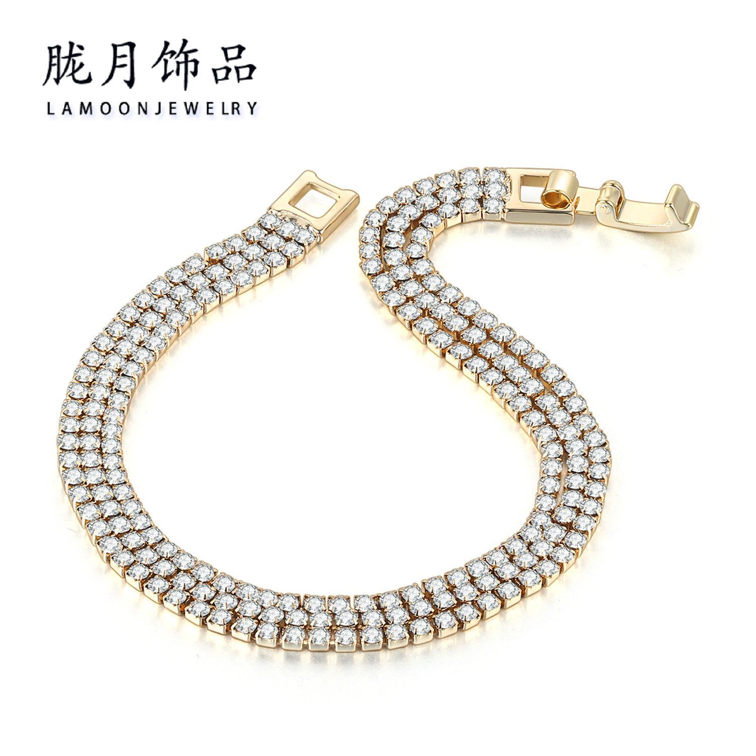 

Misty Moon 3 Rows Full Of Diamonds Women S Zircon Crystal Tennis Bracelets, Jewelry