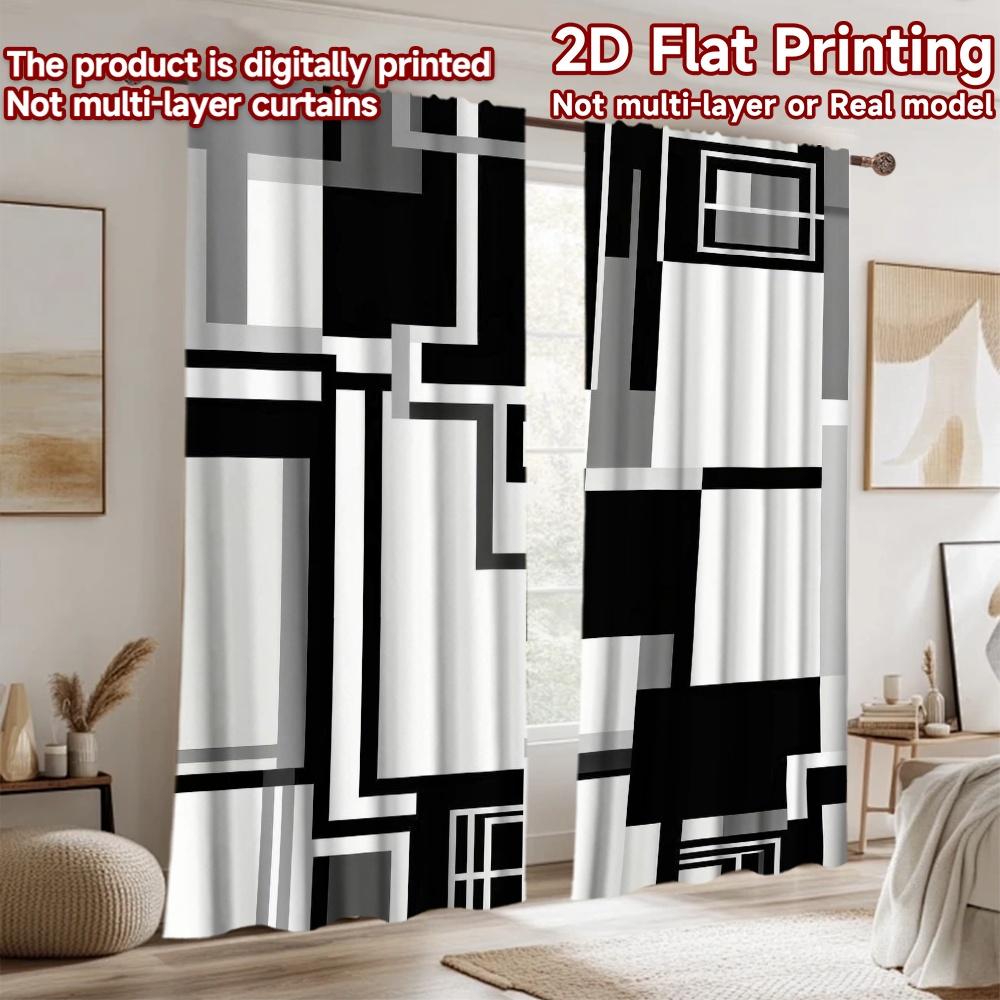2D flat Photography Backdrop Popular Party Backdrop Black and White Geometric Shapes 100% Polyester Festive Wall Decor Use