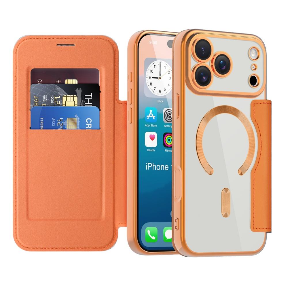 3in1 Business Leather Flip Magnetic Case for iPhone 17 16 15 14 Pro Max Card Wallet Plating Clear Case For iPhone 16 15 14 Air
