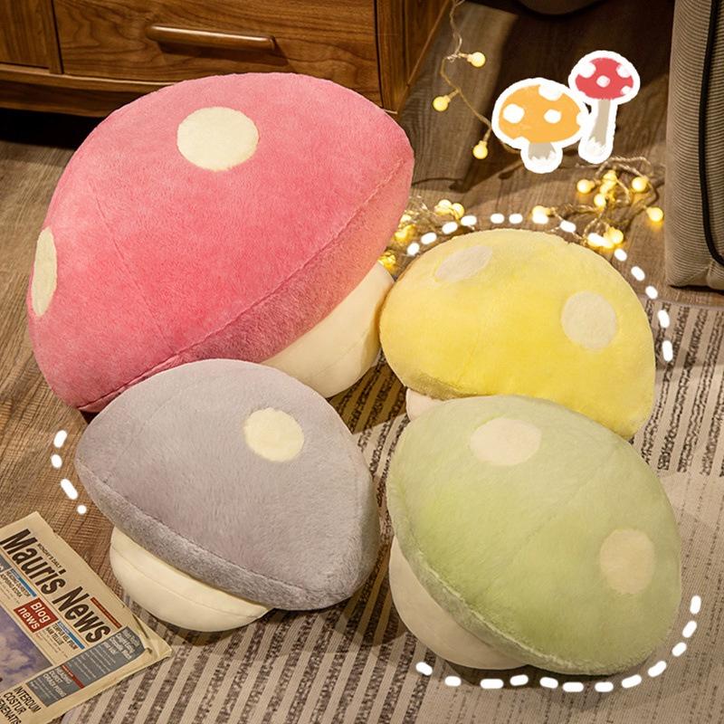 Soft And Cuddly Mushroom Pillow For Home Decor And Kids' Gifts Yellow/grey/pink/green