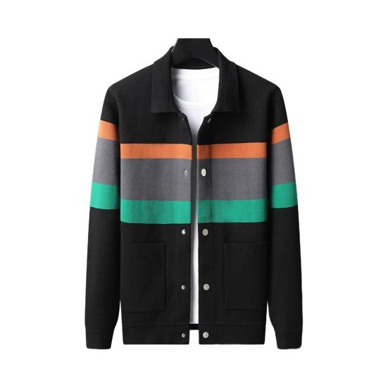 Осень-зима Мужской кардиган свитер Колоблок отложной воротник пальто Длинные рукава Карманы Однобортный XXXL зелёный 3828₽