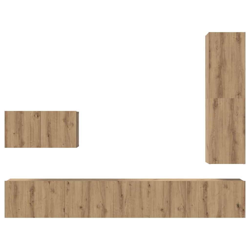 4 Piece TV Cabinet Set with Drawers Artisan Oak Wood Based Material