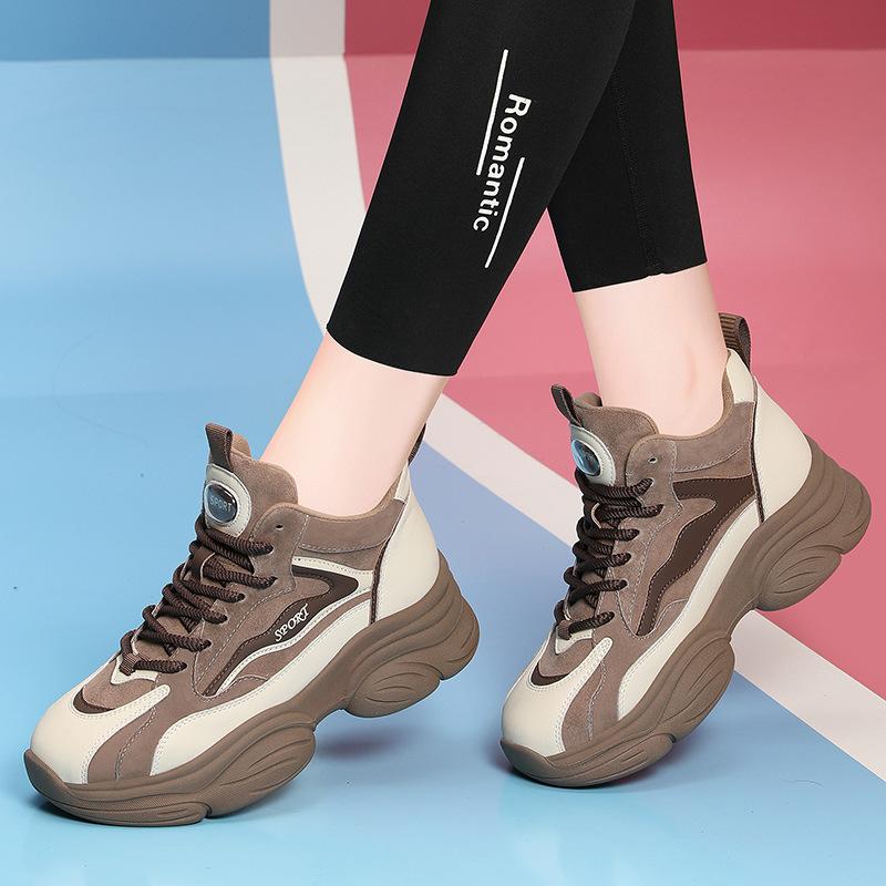 

Повседневная спортивная обувь для женщин на осень и зиму, больших размеров, универсальная, с плюшевой подкладкой, черные кроссовки на толстой подошве в стиле папиных кроссовок 38