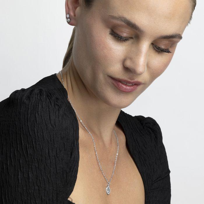 Luxenter Collier De Zirconium Brillant Finition En Rhodium - Alphabet J