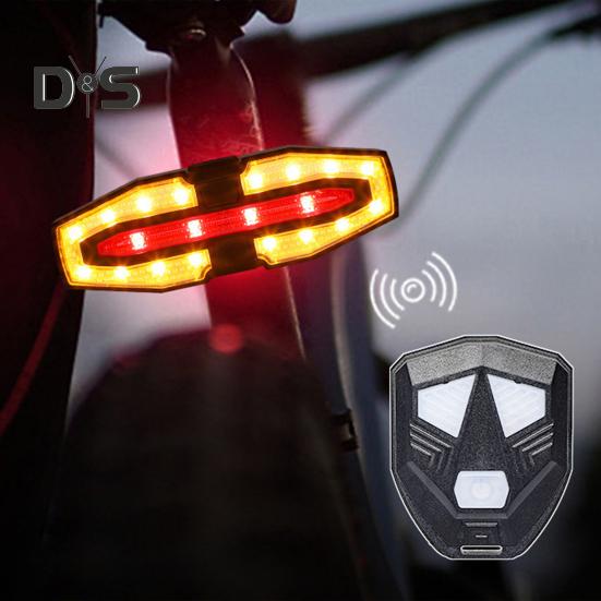 Bicycle Tail Light Adjustable LED Remote Control MTB Road Mountain Bike Turn Signal Lamp Waterproof Rechargeable Bright Night Riding Bike Warning