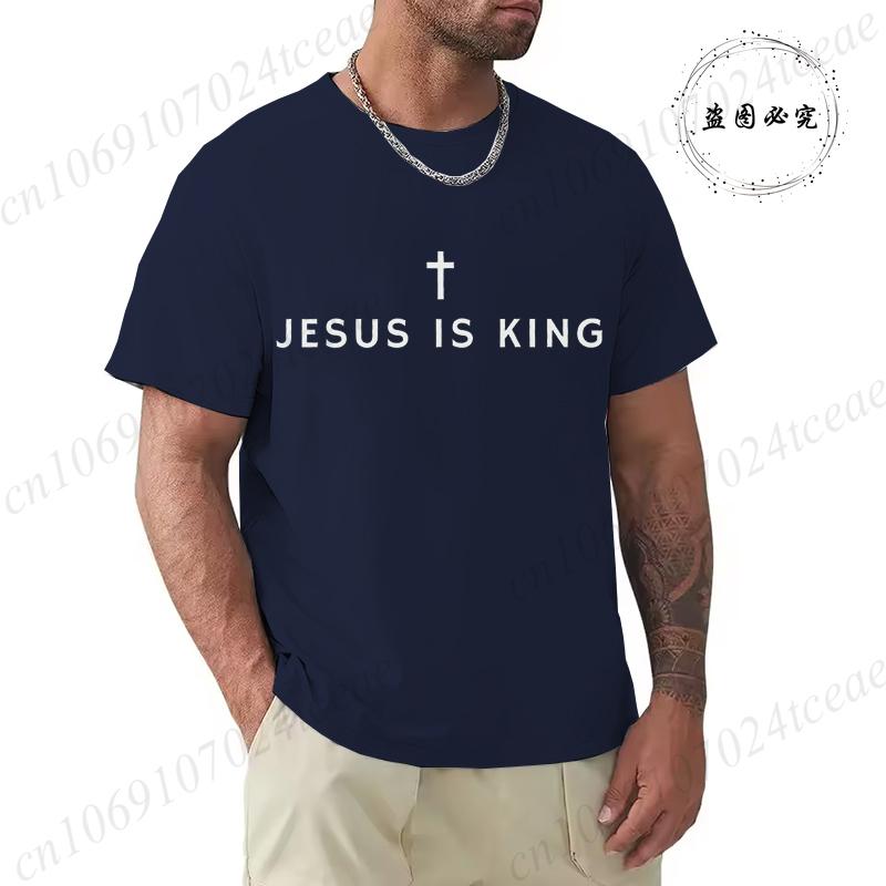 Herren T-Shirts Oberteile Jesus Ist König Shirt Christlich Lustige Herren T-Shirts Minimalistische Christliche Grafik Y2k Oberteile Hipster Trendige Kleidung