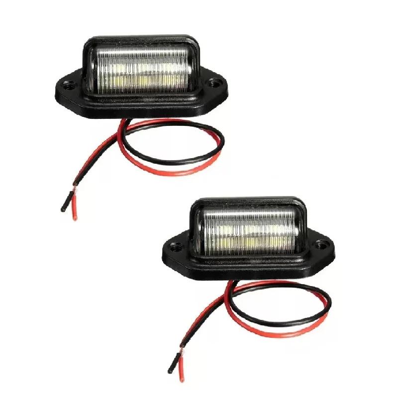 1/2 Stück Auto Kennzeichenbeleuchtung Universal 6 LED LKW Wohnmobil Anhänger Heck Kennzeichen Weiß Leuchtmittel Wasserdicht 12-24V