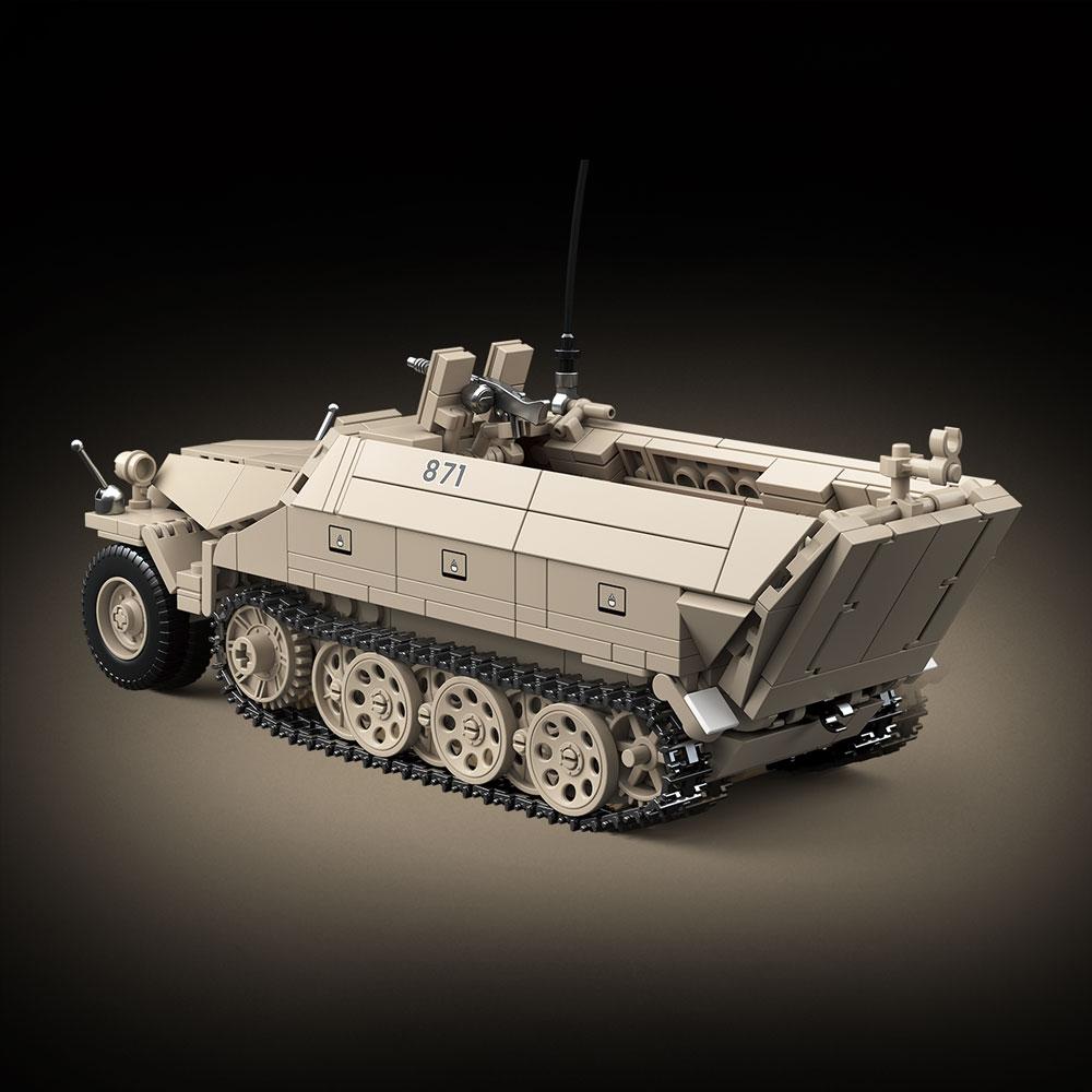 714 Teile Zweiter Weltkrieg Gepanzertes SD.KF5.251 Halbkettenfahrzeug Leicht gepanzertes Fahrzeug Soldat MOC Modellbausteine Ziegel Spielzeug ohne Karton Für Kinder