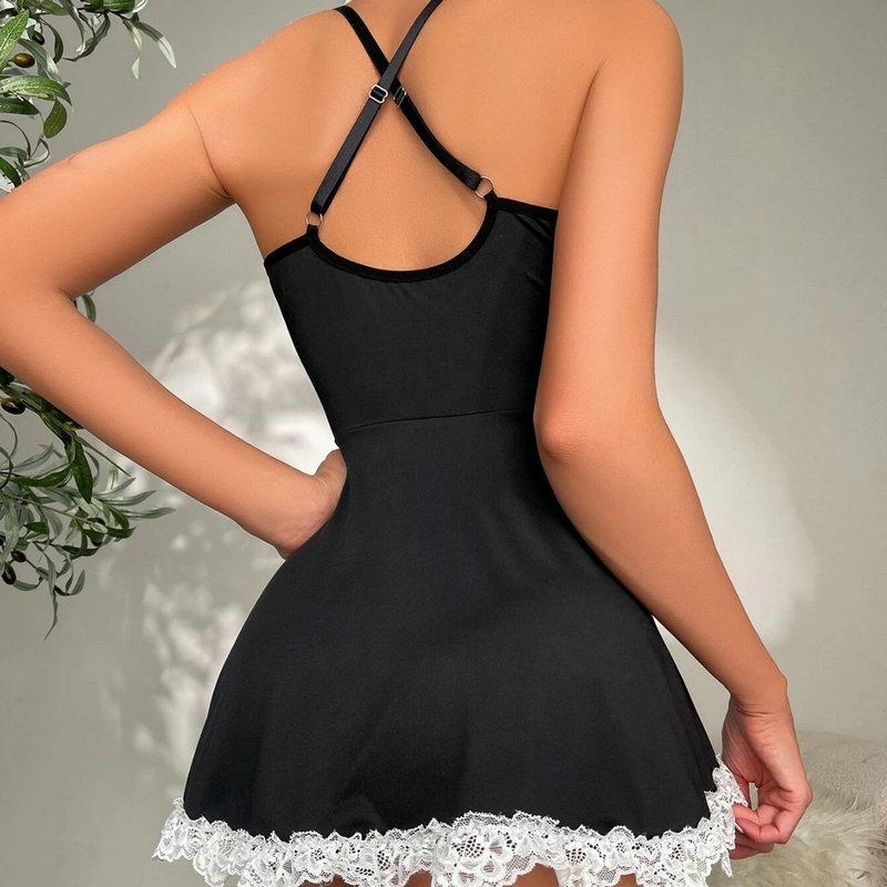 Sexy Lingerie Free Maid Uniform Black Suspender Maid Cosplay Uniform Seduction