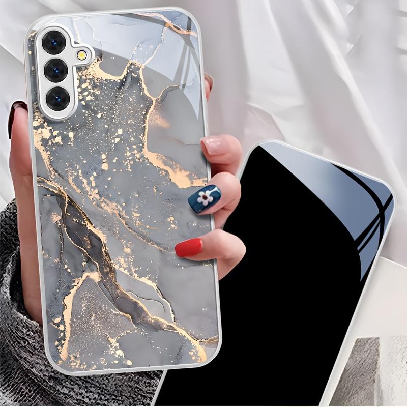 Texture-flowing gold-gray Electroplating glass Phone Case for Samsung GalaxyS26 S25 S24 S23 S22 S20FE Ultra Plus anti drop Cover
