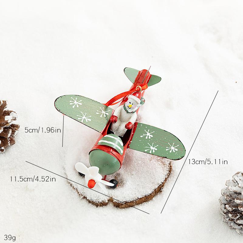 Christmas snowman old man elk plane wrought iron pendant hanging home desktop small ornament Christmas tree pendant