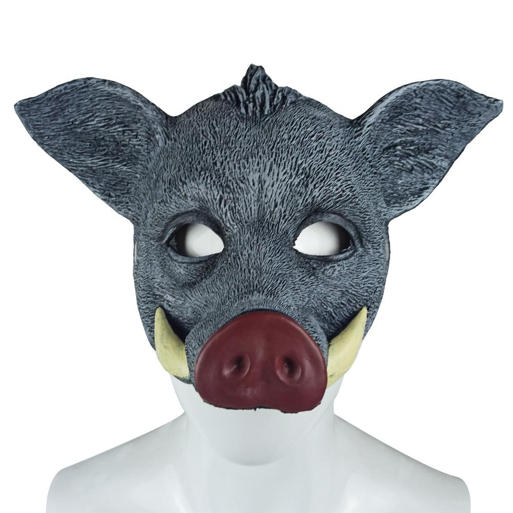 3D Realistic Wild Boar Face Mask PU Foam Pig Face Cover Dress Up Party Animal Cosplay Rave Mask Halloween Masquerade Party Props