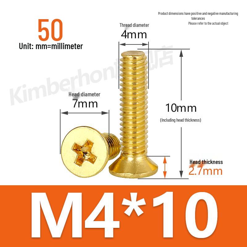 Copper Phillips Countersunk Head Machine Screws, Sizes M2–M4, Lengths 6/8/10/12mm