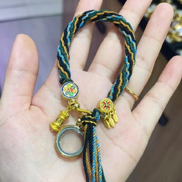Vibranting Tibetan Handmade Woven Bracelet with Symbolic Patterns Portable Accessory for Festive and Spiritual Event