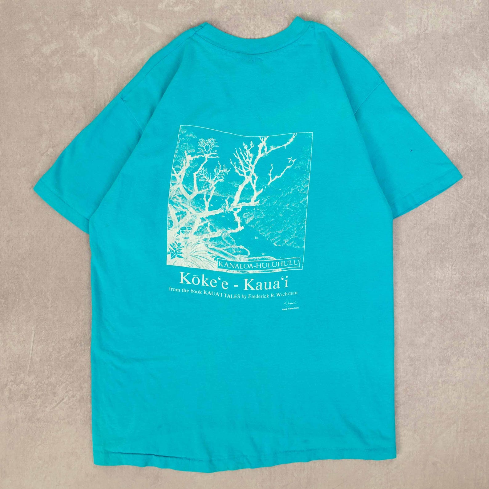 Hanes Beefy Vintage Kanaloa Single Stitch T-Shirt Large Men s 1990s USA Made Blue Back Print S