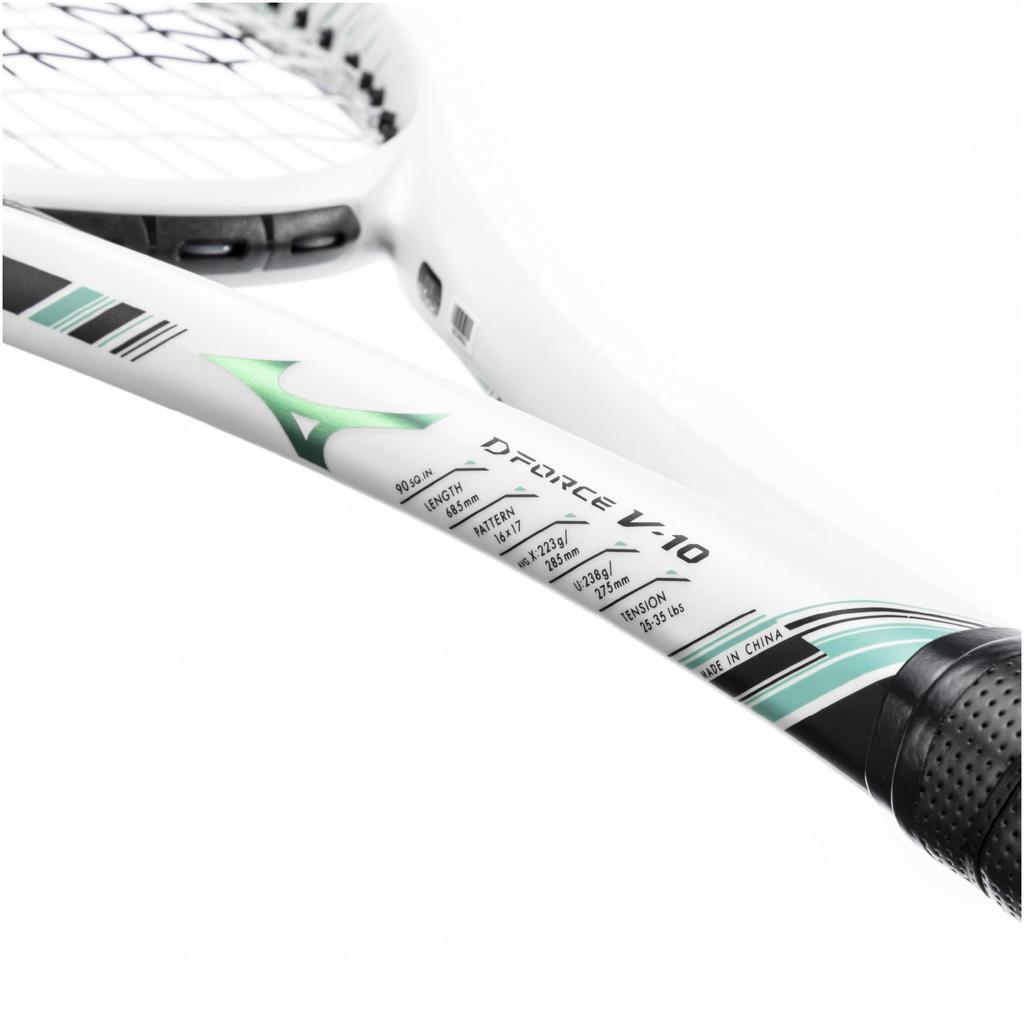MIZUNO Deeforce Tennis Racket 63JTN543 V-10 (Soft Tennis), Unisex, White/Jade Green, 0U,