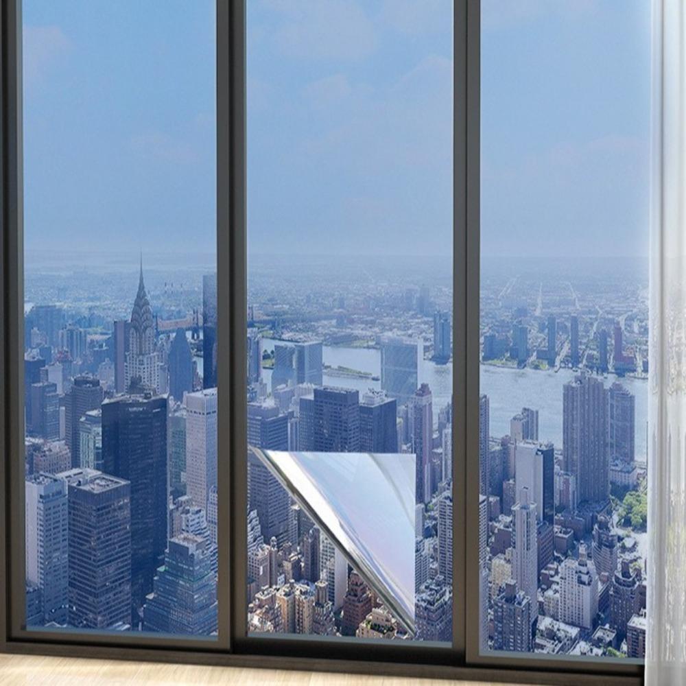 Anti Peeping One Way Mirror Window Film Self Adhesive Heat Control Reflective Film Windows