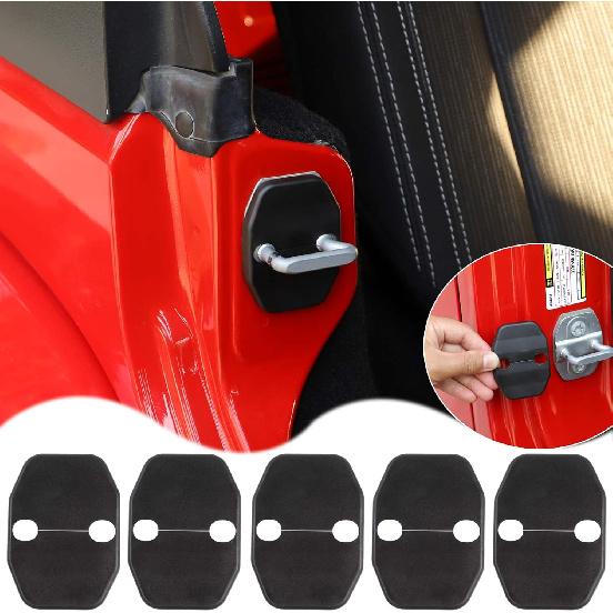Voodonala Door Lock Covers Protection Trim for Jeep Wrangler JK JKU 2007-2018, for Jeep Grand Cherokee, for Dodge Chrysler, Black, 5PACK
