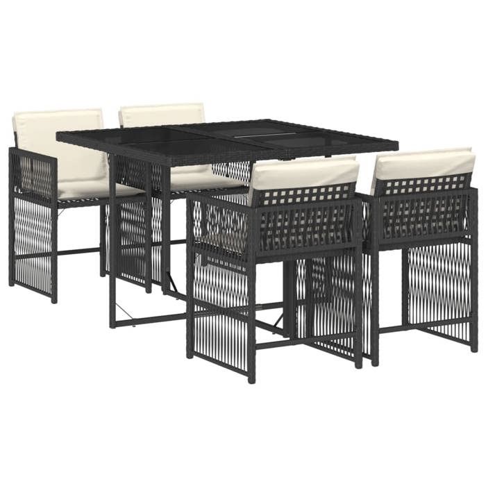 VidaXL Ensemble à Manger de Jardin avec Coussins 5 pcs, Table et Chaises à Dossier Rabattable, Meubles d'Extérieur Patio 3211614