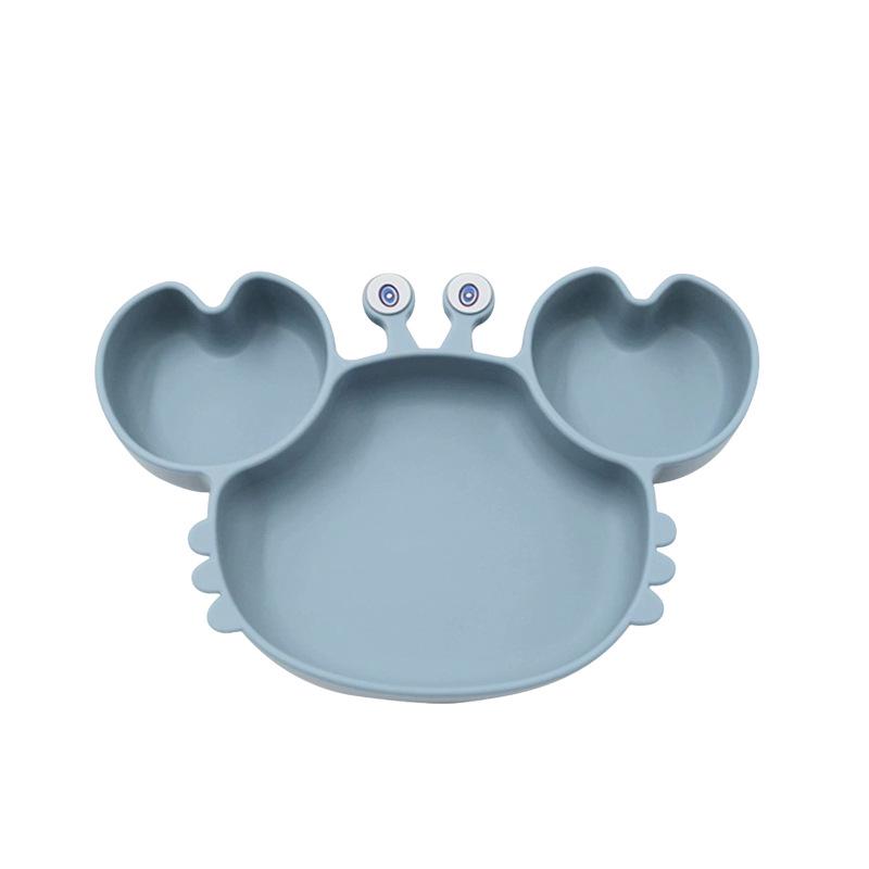Heat-Resistant Silicone Crab Plate with Suction for Babies - Cute Compartment Design for Feeding