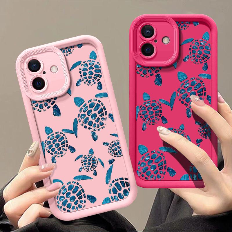 Sea Turtle Pattern Matte TPU Cover Shell For iPhone 16E 16 Pro 15 Pro Max 14 13 12 11 Soft Shockproof Lens Protection Phone Case