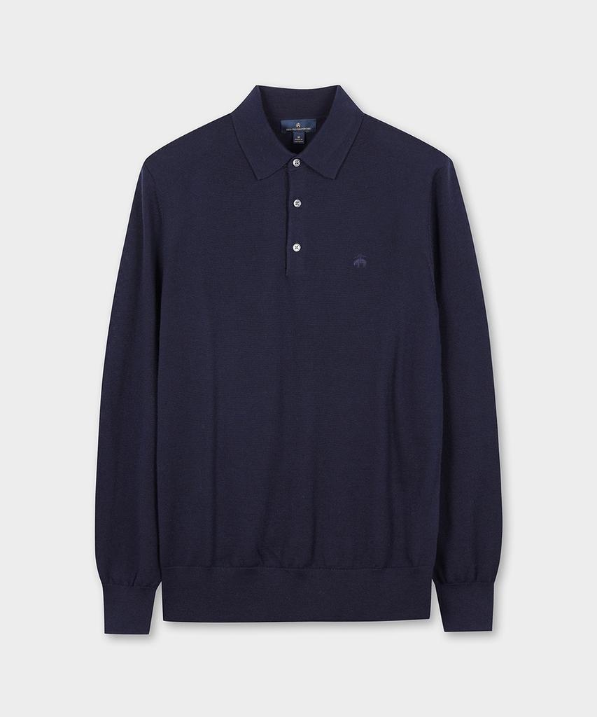 BROOKS BROTHERS Merino Wool Logo Polo Sweater (Navy) (Bbwtmnf301)