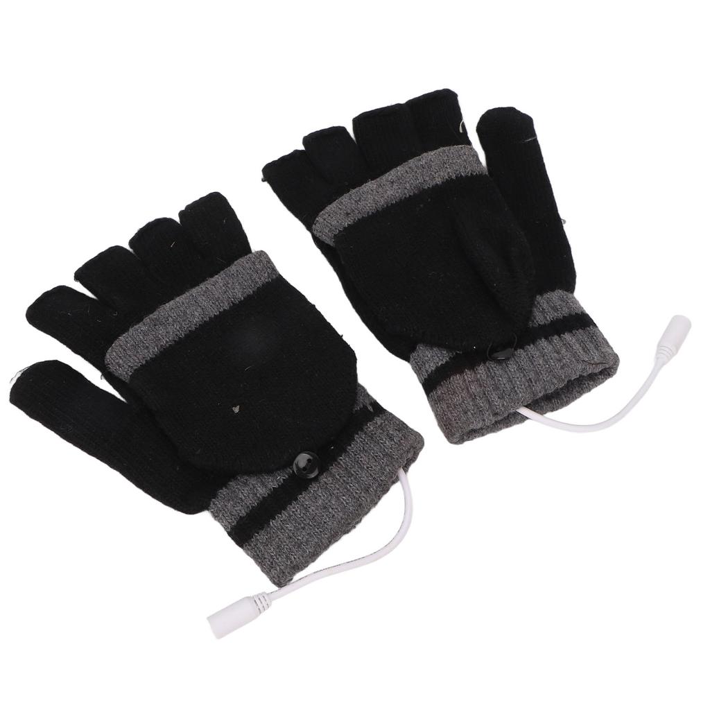 Voll- und Halbfinger-Heizhandschuhe USB Fingerlose Strick-Elektro-Laptop-Handschuhe für den Winter
