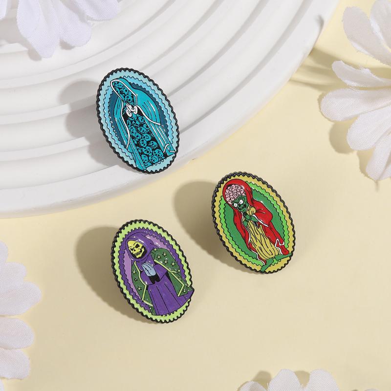 Punk Skeleton UV Pins Custom Animated Characters Brooches Lapel Badges Clothes Gothic Jewelry Gift for Friends