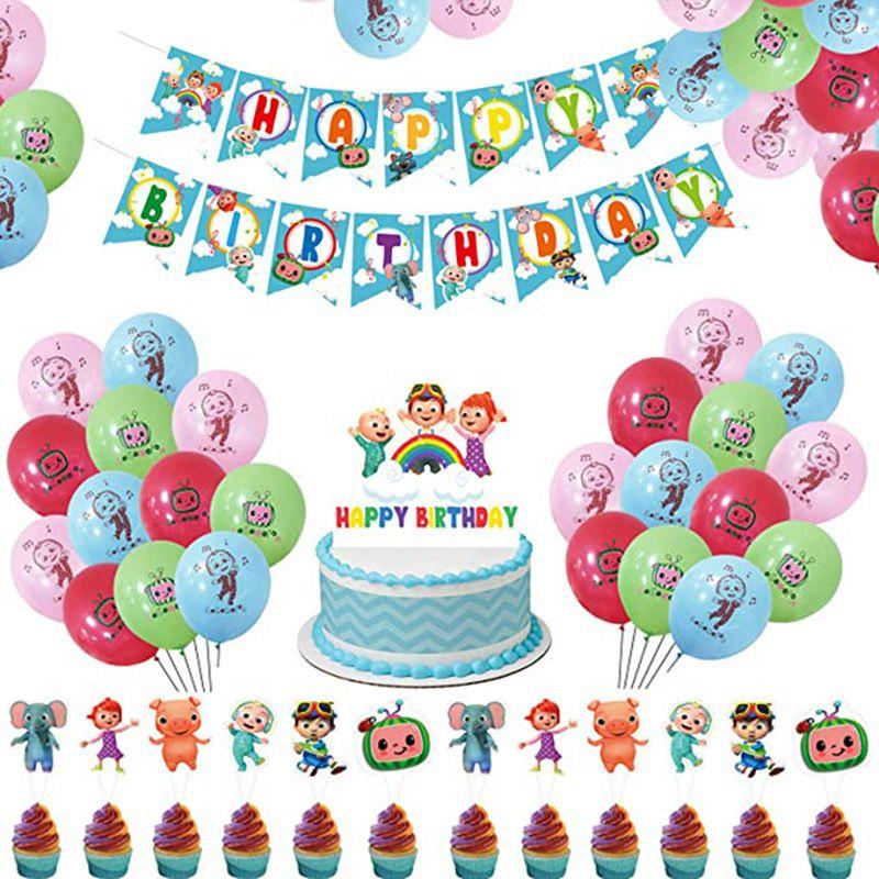 Birthday Kids Theme Party Decor Supplies Banner Caketopper Balloon